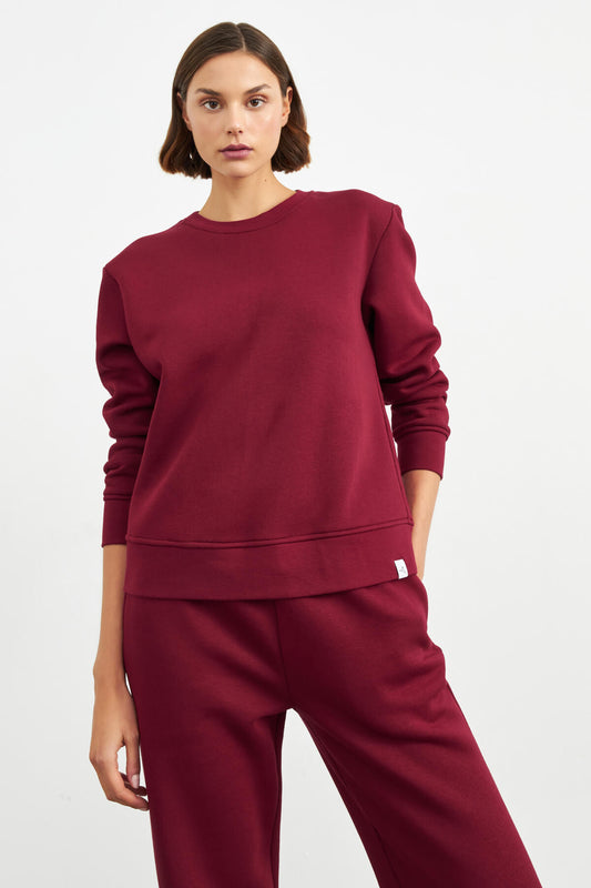 Bordo Bisiklet Yaka Sweatshirt