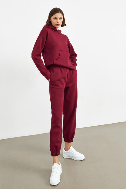 Bordo Kapüşonlu Sweatshirt